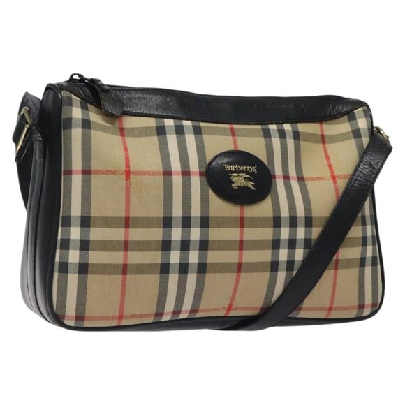 Burberrys Nova Check Shoulder Bag Canvas Beige Auth 116476 - Picture 1 of 16